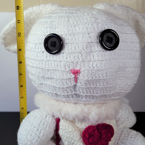 HANDMADE Crochet Bunny Rabbit‎ w/ Button Eyes Stuffed Plush Animal 14 in - Picture 11 of 12